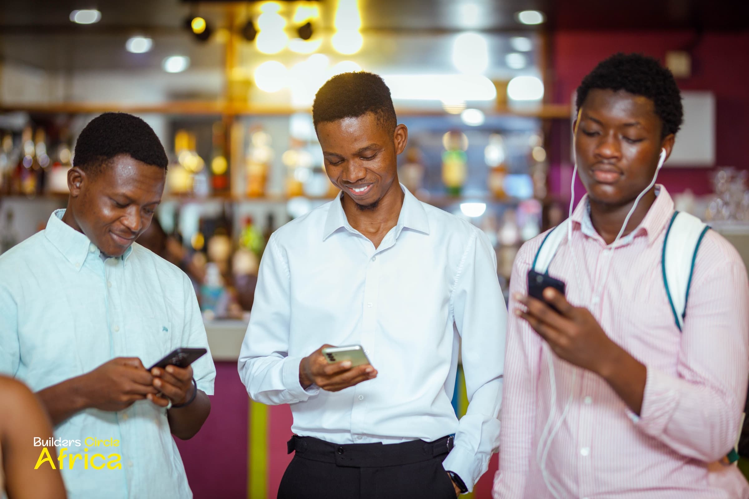 Three members swapping contacts
