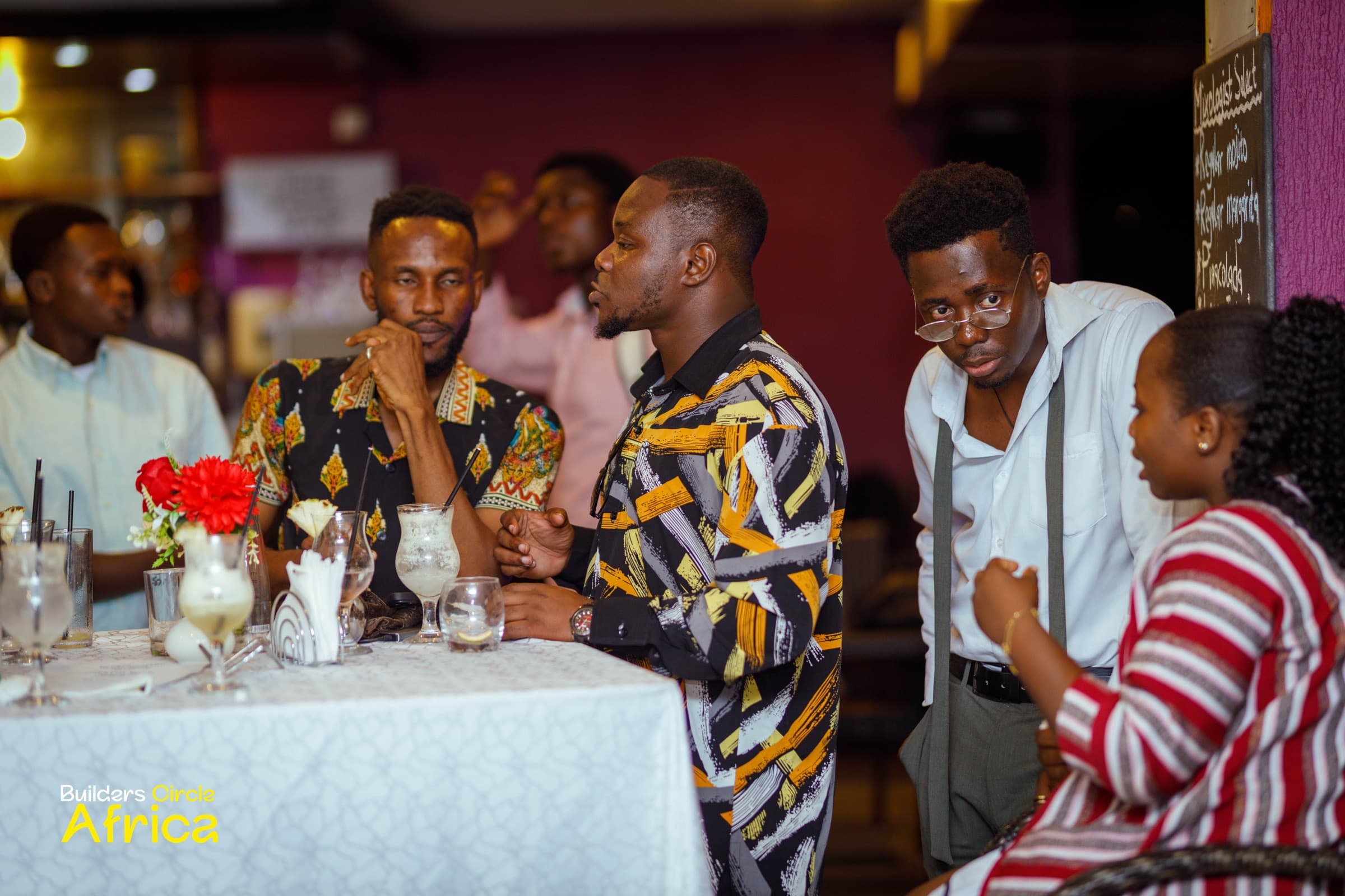 A small group deep in conversation
